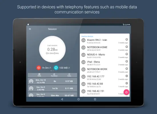 Data Sharing - Tethering android App screenshot 1